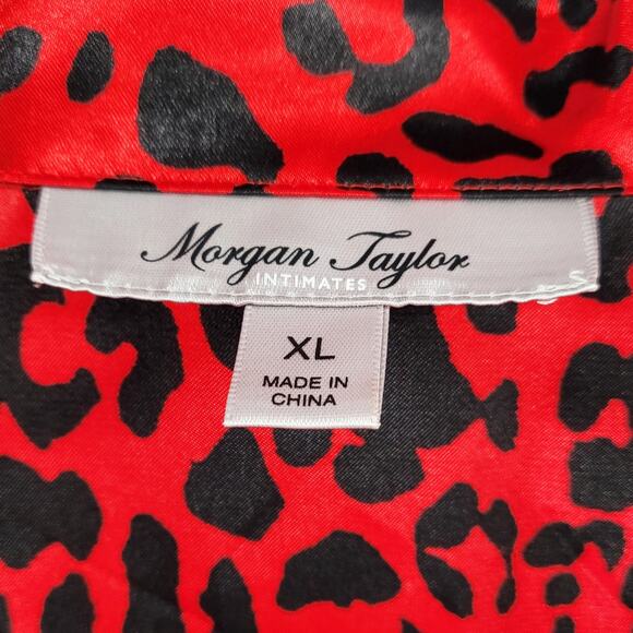 Morgan Taylor Intimates Red Animal Print Satin Oversized Lounge Shirt Women’s XL - Picture 6 of 7